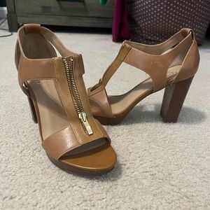 Franco sarto size 8 heels camel and wood heels